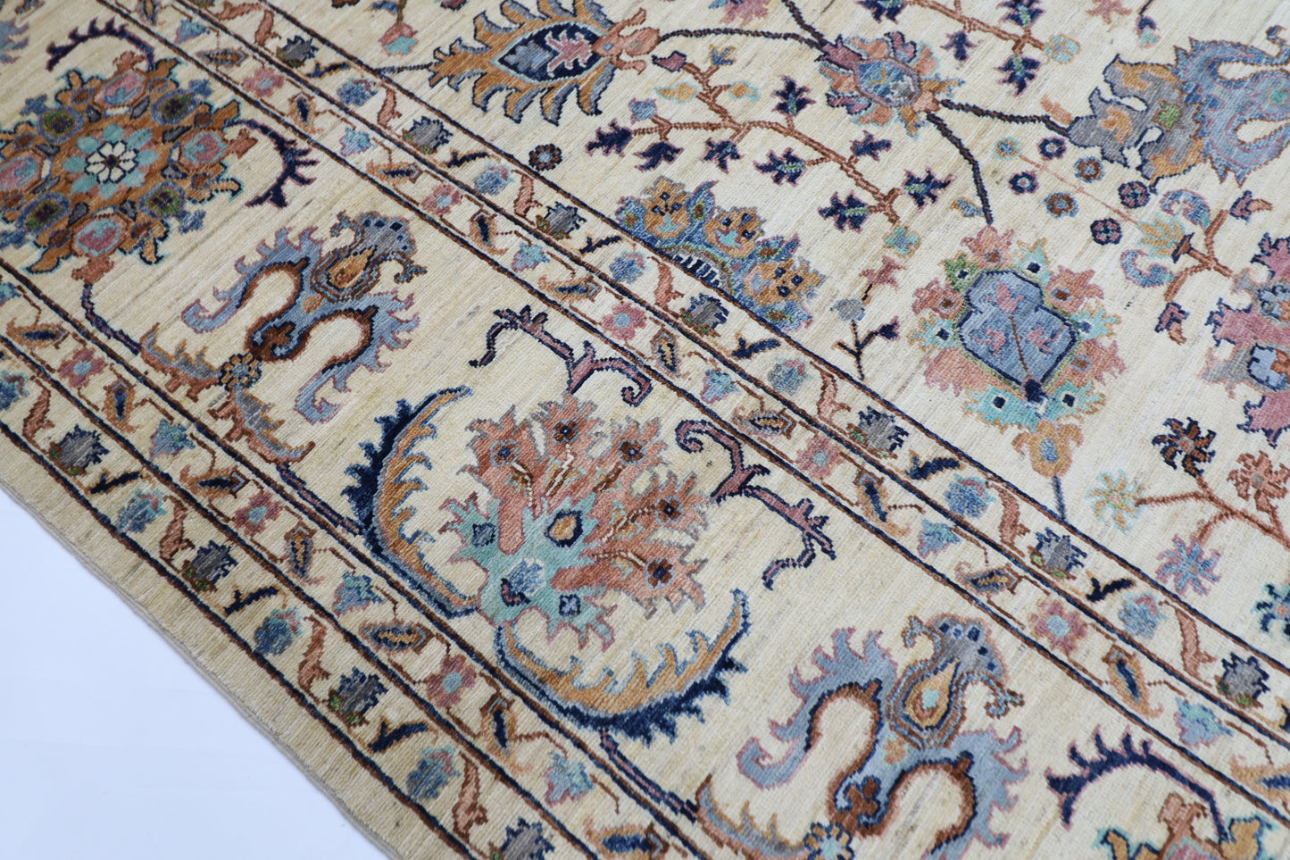 303 x 416 cm | Sultani Beige Afghan Tribal Hand Knotted Wool Carpet