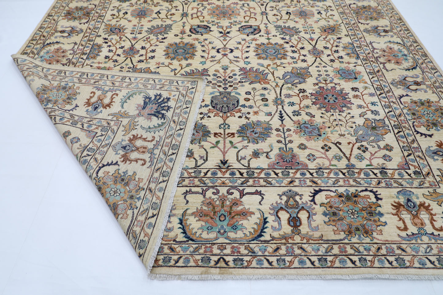303 x 416 cm | Sultani Beige Afghan Tribal Hand Knotted Wool Carpet