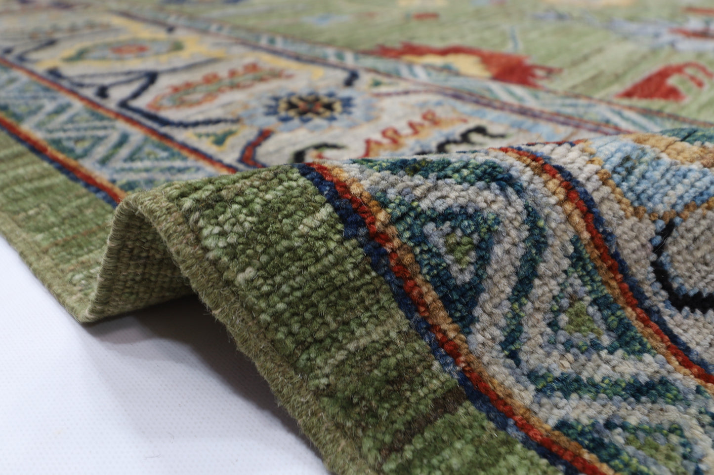 250 x 294 cm | Oushak Green Afghan Tribal Hand Knotted Wool Carpet