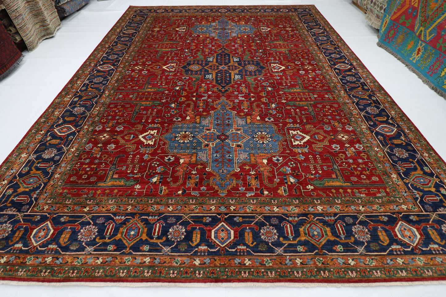 308 x 425 cm | Red Afghan Tribal Hand Knotted Natural Veg Dye Wool Carpet