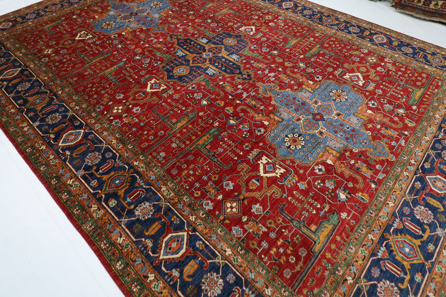 308 x 425 cm | Red Afghan Tribal Hand Knotted Natural Veg Dye Wool Carpet