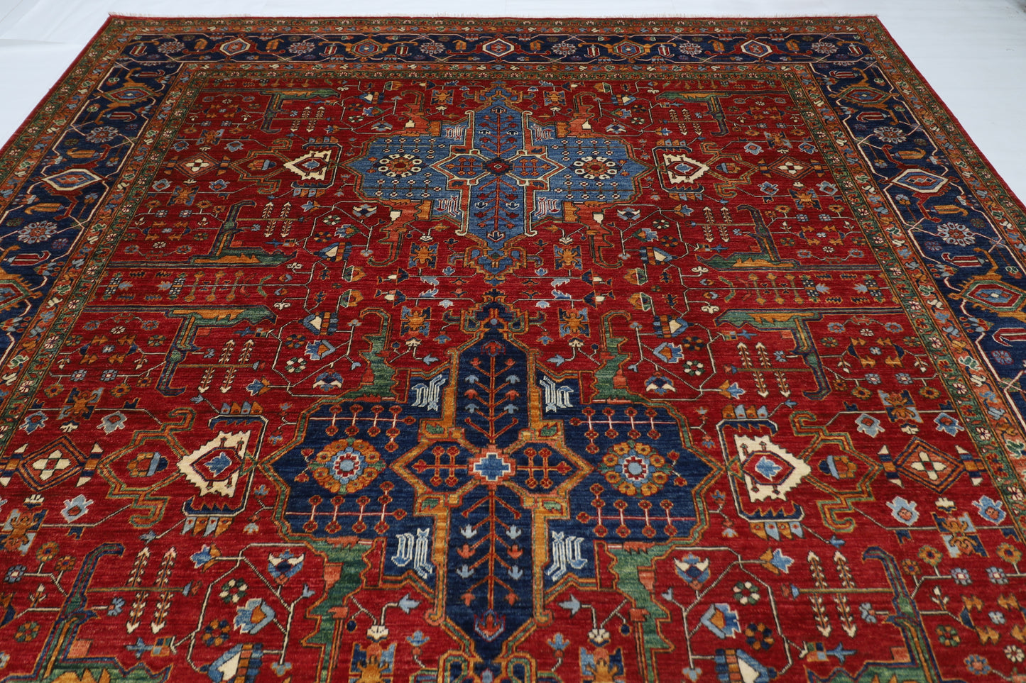 308 x 425 cm | Red Afghan Tribal Hand Knotted Natural Veg Dye Wool Carpet