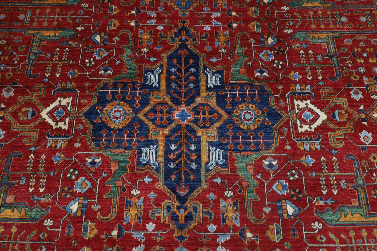 308 x 425 cm | Red Afghan Tribal Hand Knotted Natural Veg Dye Wool Carpet
