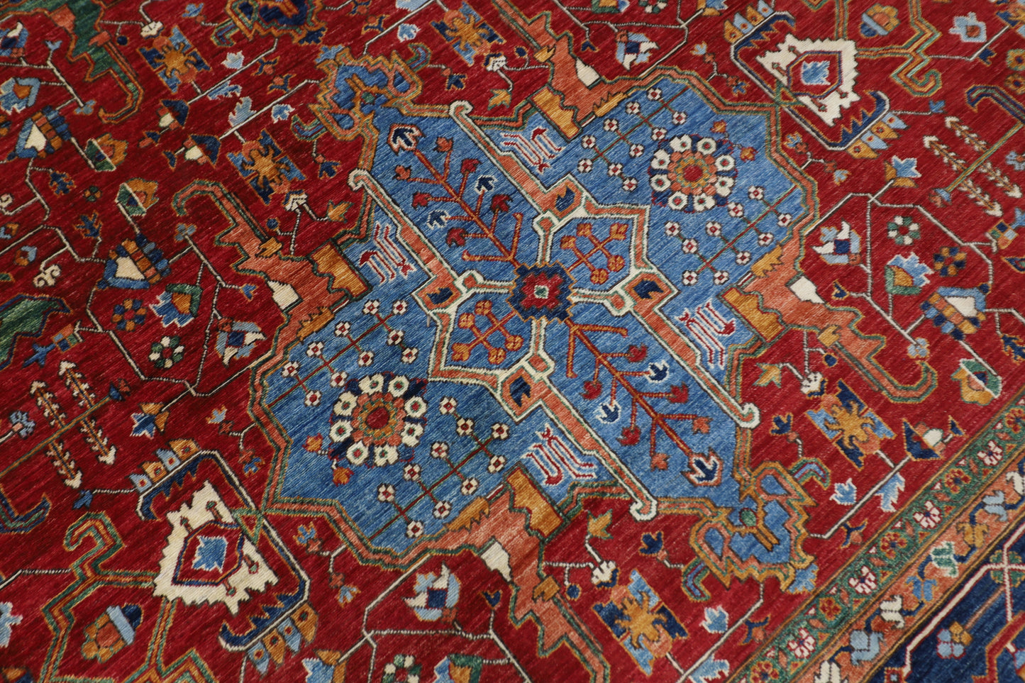 308 x 425 cm | Red Afghan Tribal Hand Knotted Natural Veg Dye Wool Carpet