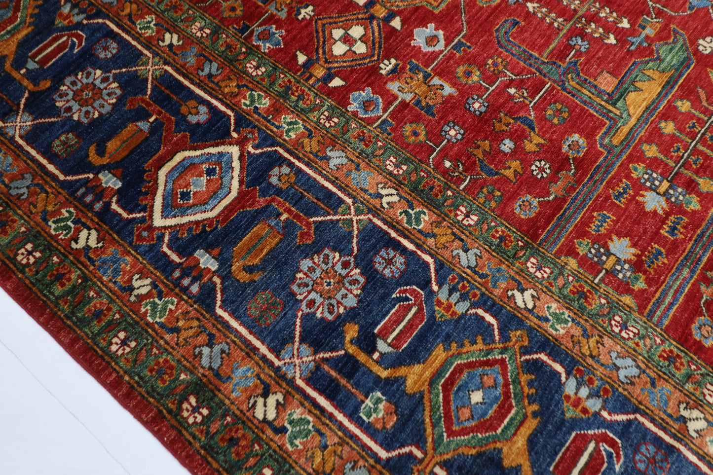 308 x 425 cm | Red Afghan Tribal Hand Knotted Natural Veg Dye Wool Carpet