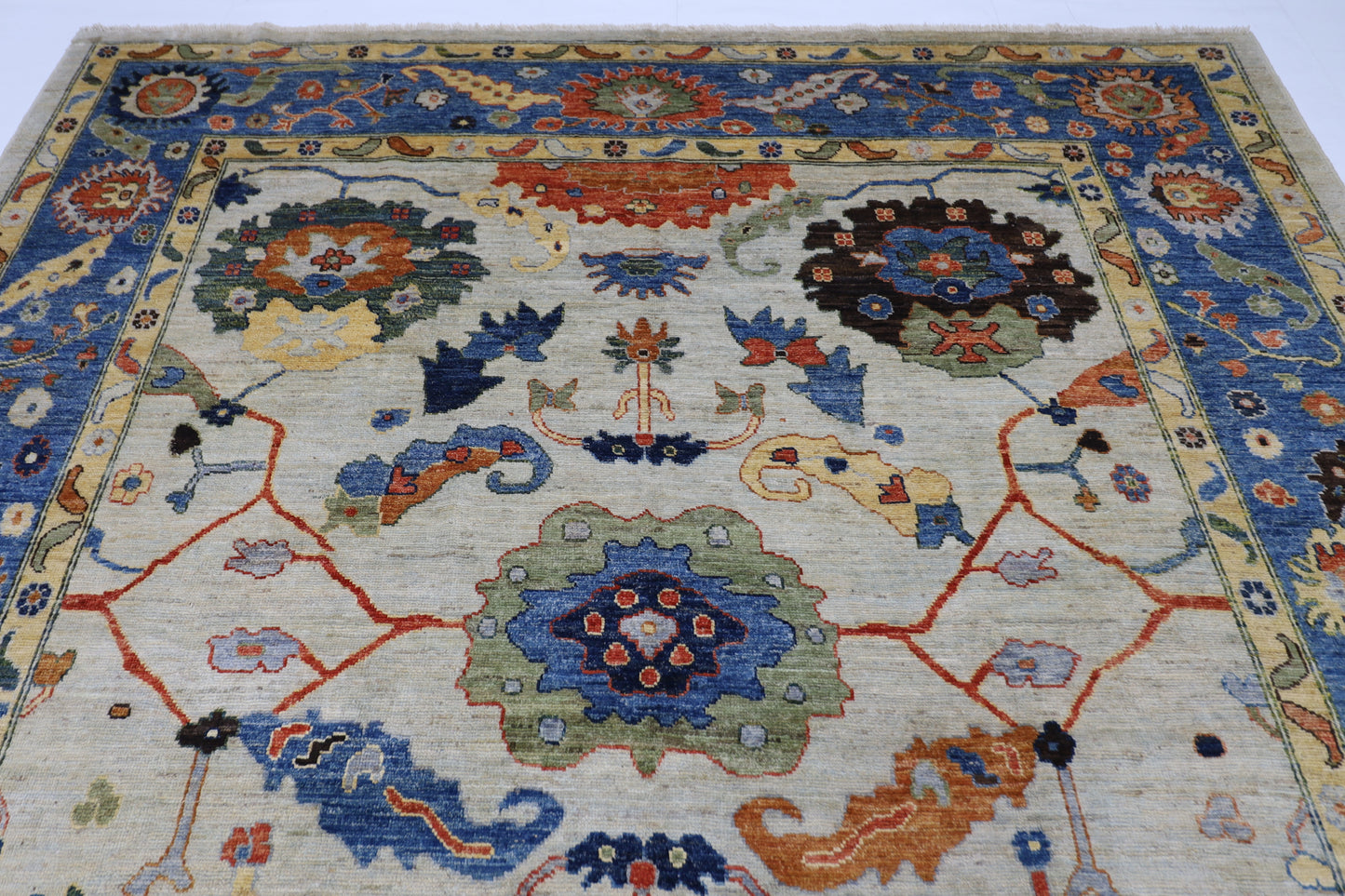 253 x 296 cm | Oushak Afghan Tribal Hand Knotted Natural Veg Dye Wool Carpet