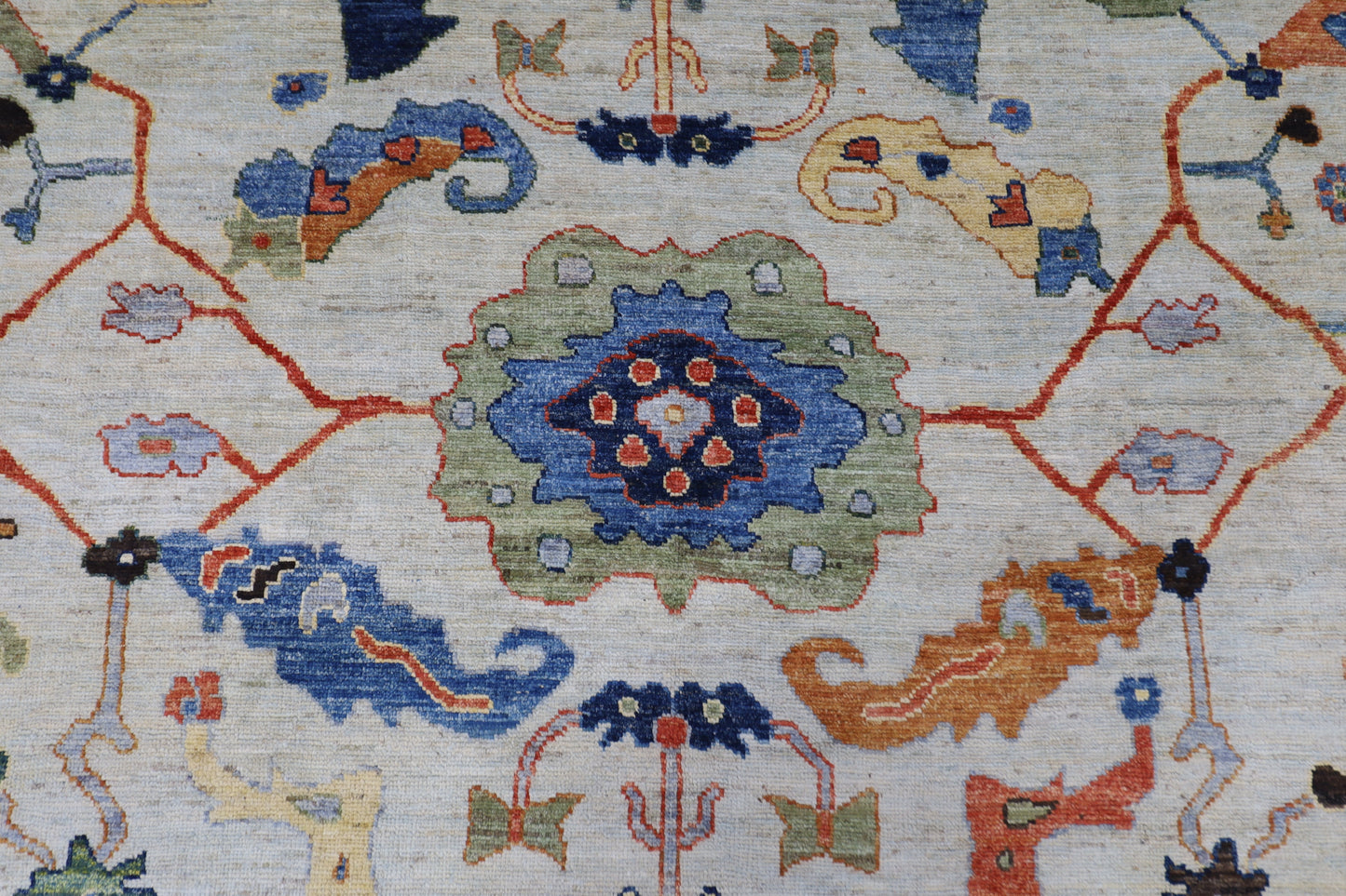 253 x 296 cm | Oushak Afghan Tribal Hand Knotted Natural Veg Dye Wool Carpet