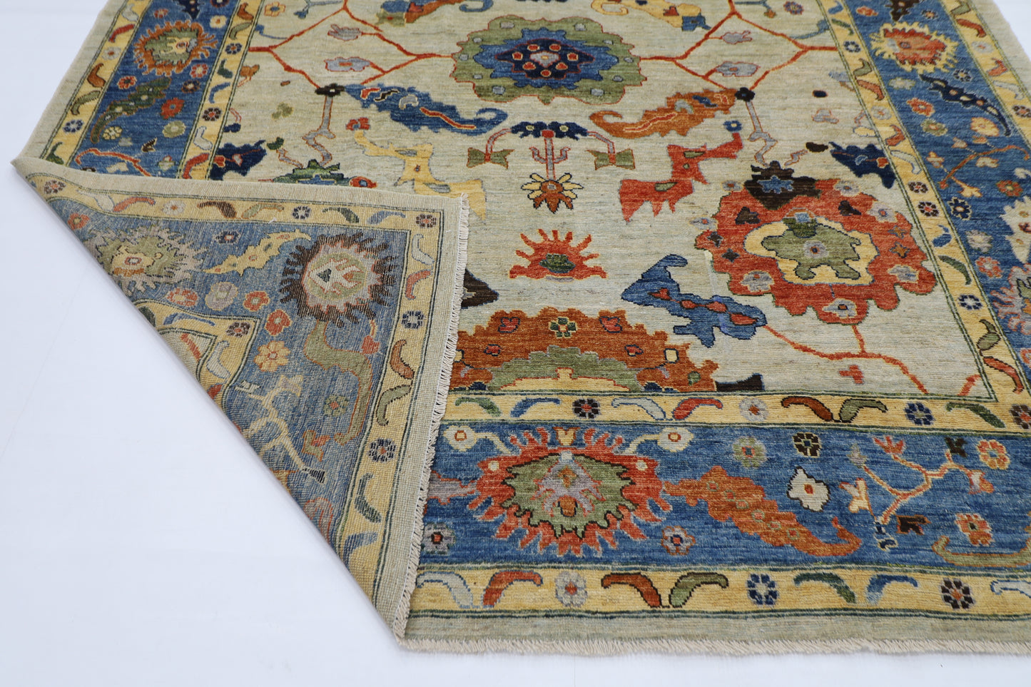 253 x 296 cm | Oushak Afghan Tribal Hand Knotted Natural Veg Dye Wool Carpet