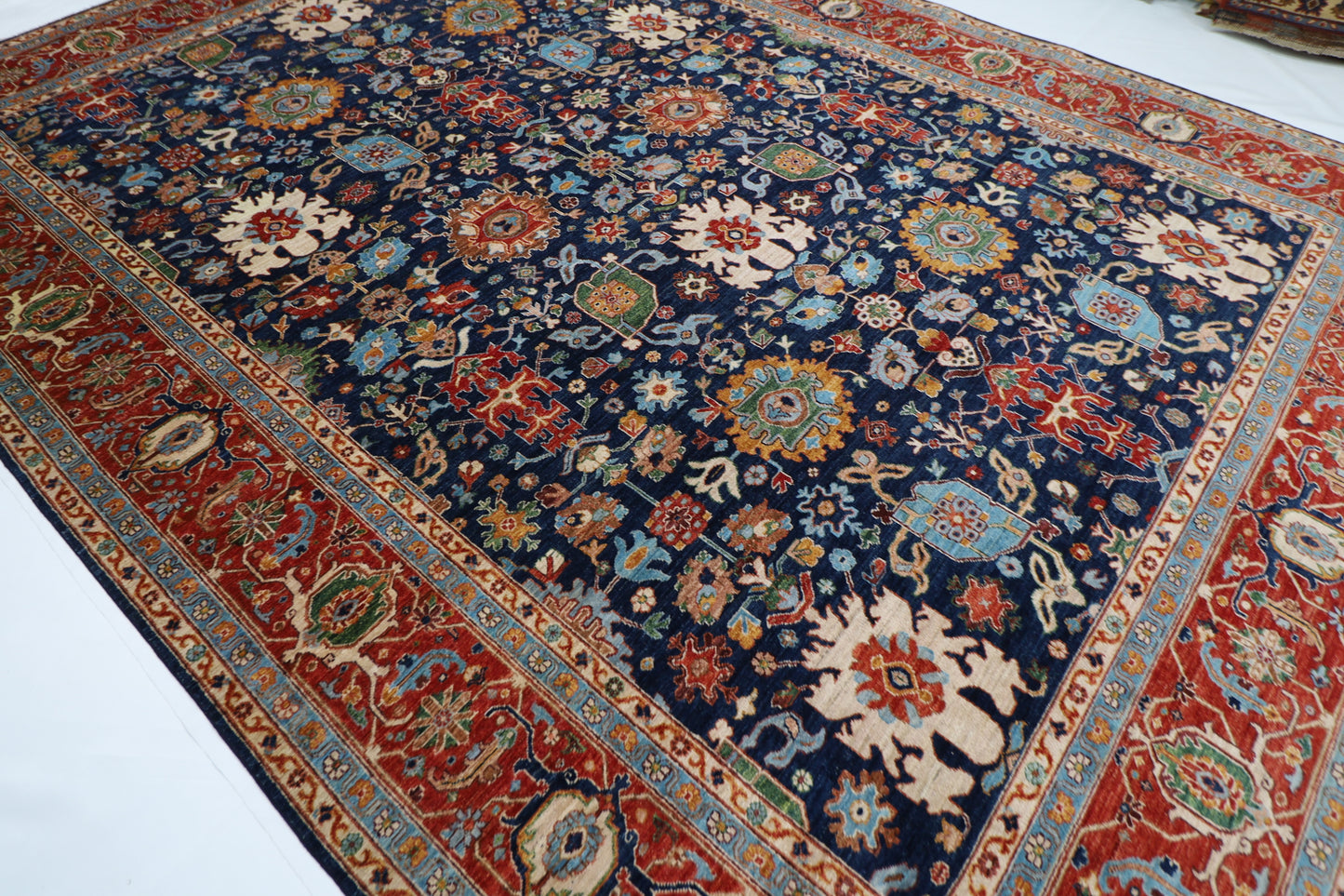 307 x 413 cm | Navy Bidjar Afghan Tribal Hand Knotted Natural Veg Dye Wool Carpet
