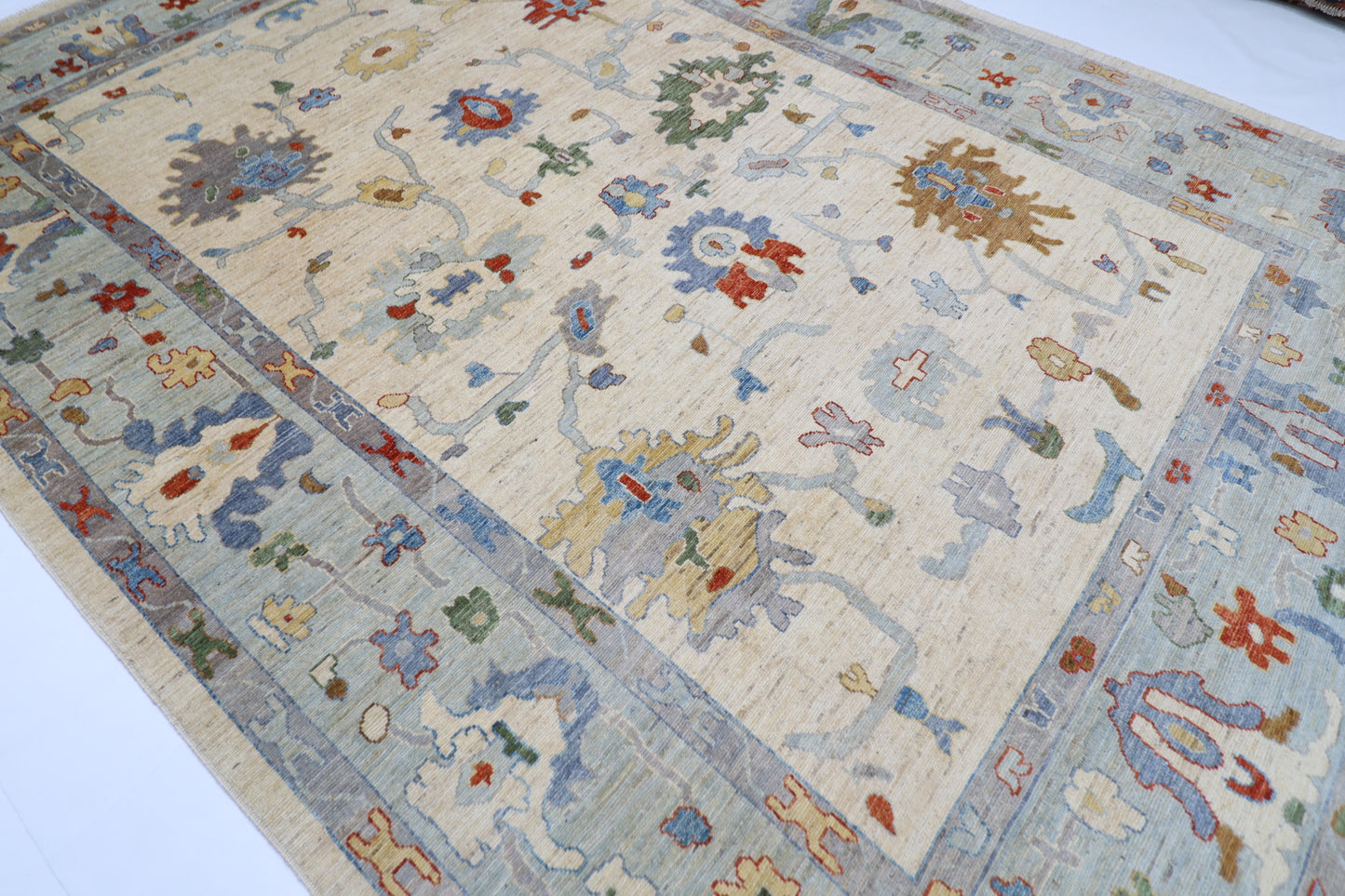 277 x 383 cm | Oushak Afghan Tribal Hand Knotted Natural Veg Dye Wool Carpet