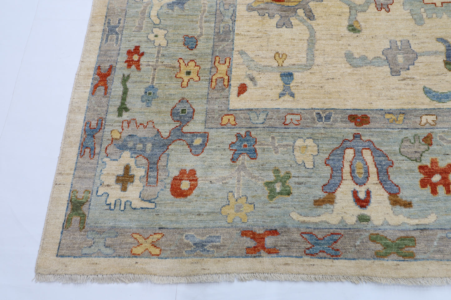 277 x 383 cm | Oushak Afghan Tribal Hand Knotted Natural Veg Dye Wool Carpet