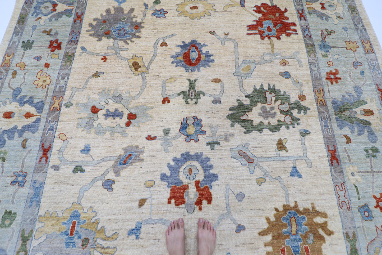 277 x 383 cm | Oushak Afghan Tribal Hand Knotted Natural Veg Dye Wool Carpet