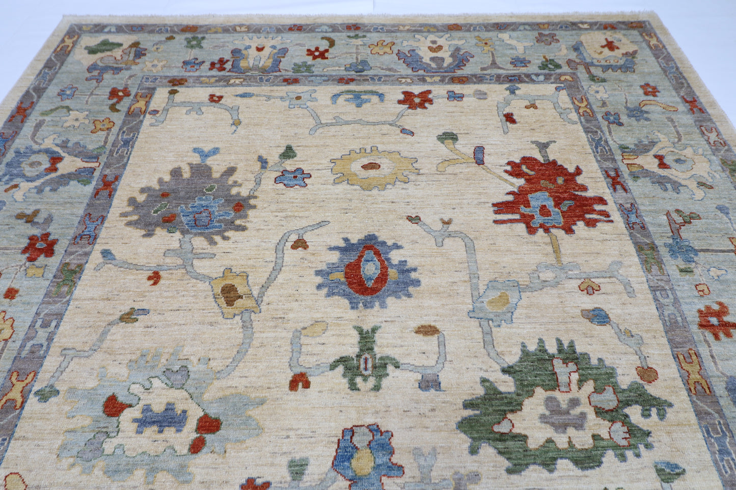 277 x 383 cm | Oushak Afghan Tribal Hand Knotted Natural Veg Dye Wool Carpet