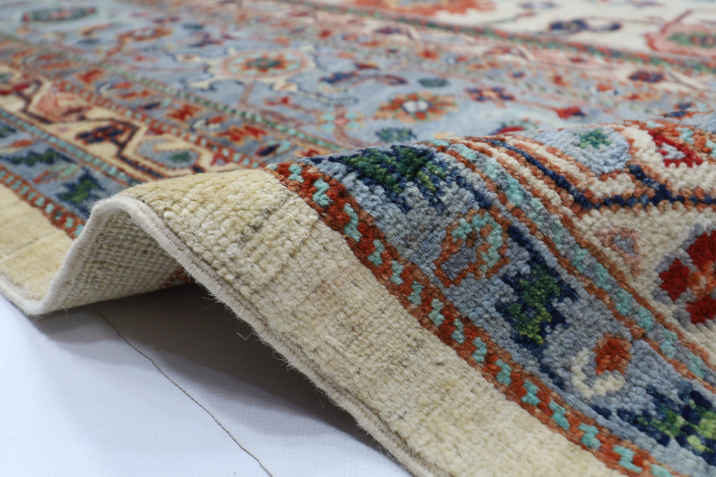 306 x 417 cm | Beige Afghan Tribal Hand Knotted Natural Veg Dye Wool Carpet