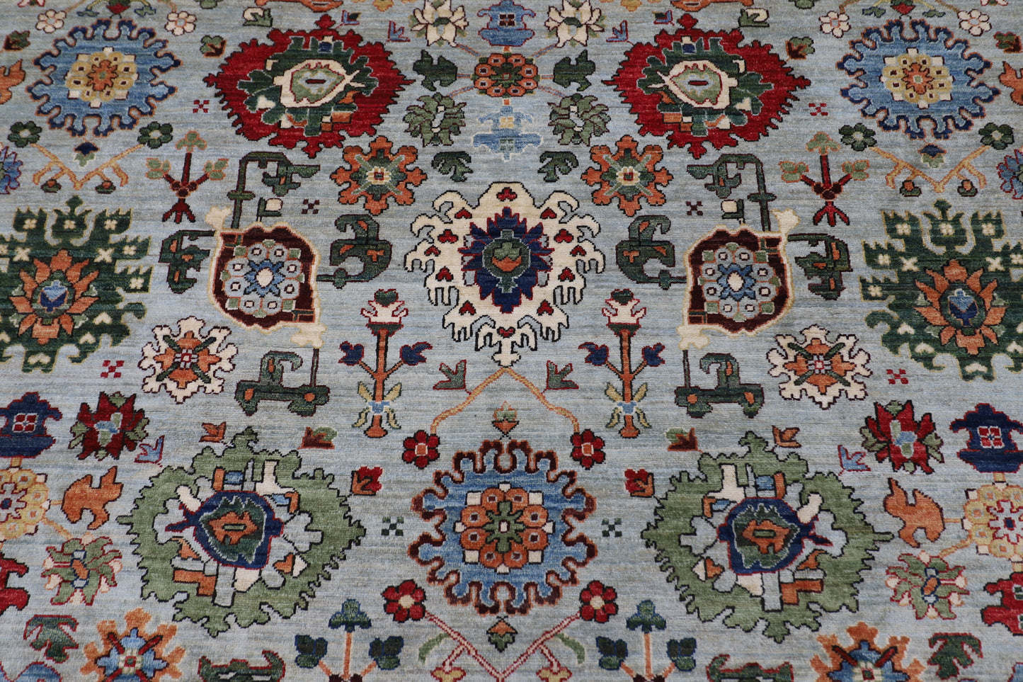 274 x 360 cm | Bidjar Green Afghan Tribal Hand Knotted Natural Veg Dye Wool Carpet