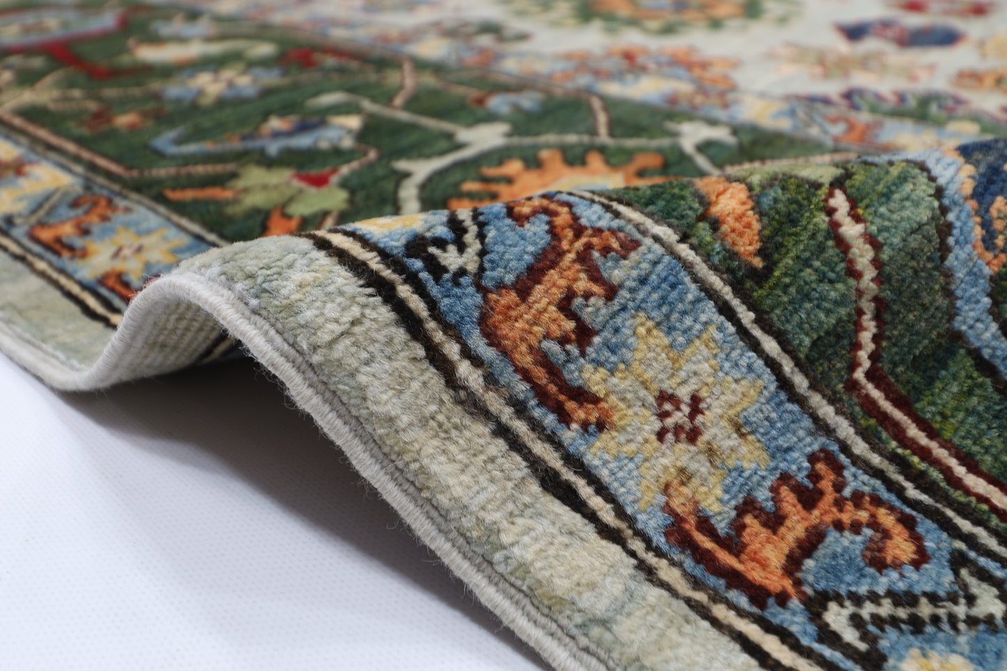274 x 360 cm | Bidjar Green Afghan Tribal Hand Knotted Natural Veg Dye Wool Carpet