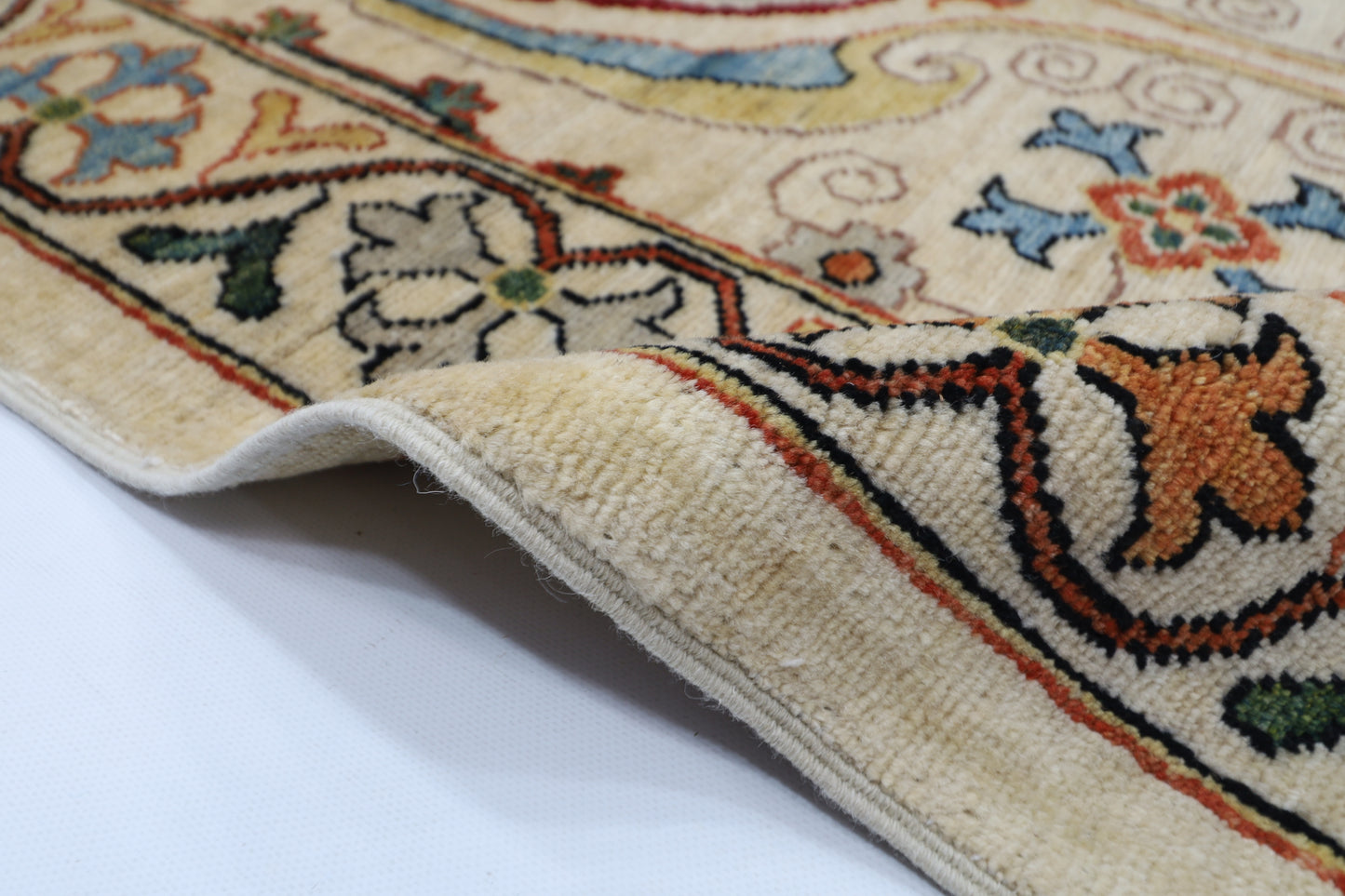 243 x 303 cm | Suzani Beige Afghan Tribal Hand Knotted Natural Veg Dye Wool Carpet