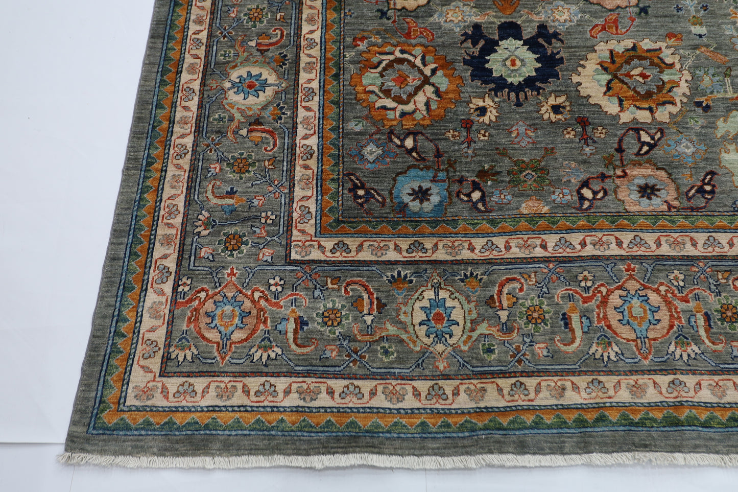 301 x 423 cm | Grey Bidjar Afghan Tribal Hand Knotted Natural Veg Dye Wool Carpet