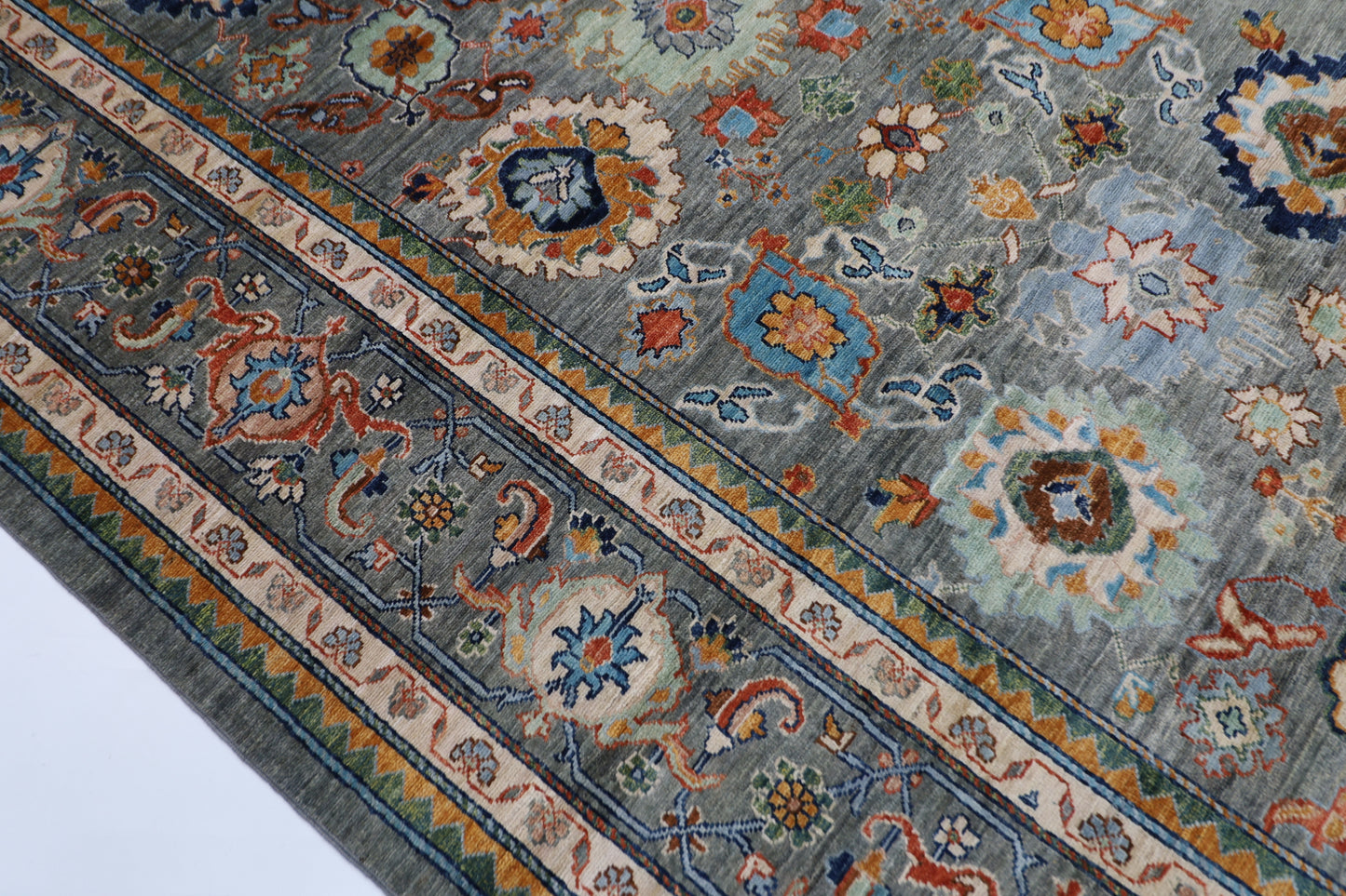 301 x 423 cm | Grey Bidjar Afghan Tribal Hand Knotted Natural Veg Dye Wool Carpet