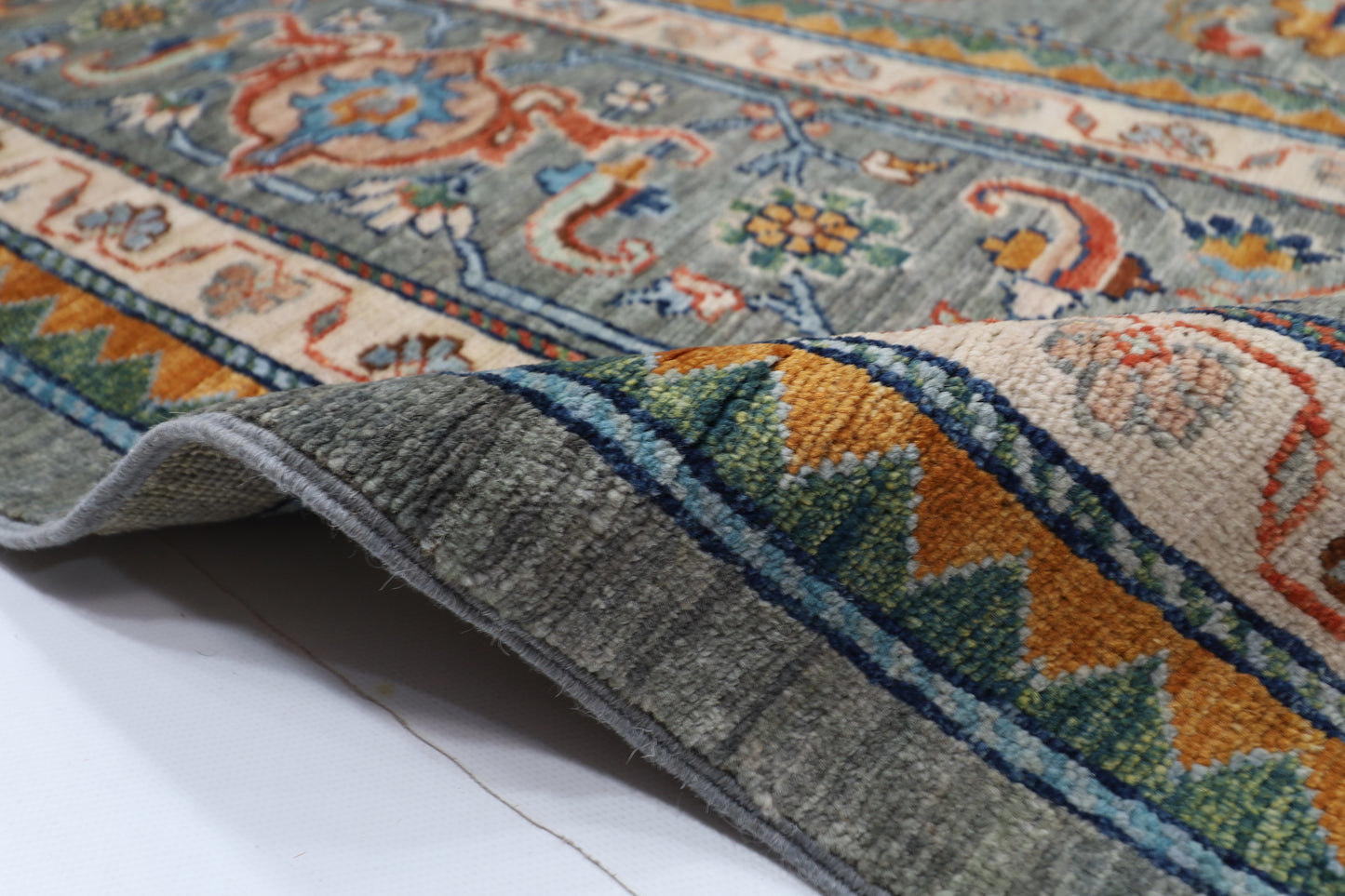 301 x 423 cm | Grey Bidjar Afghan Tribal Hand Knotted Natural Veg Dye Wool Carpet