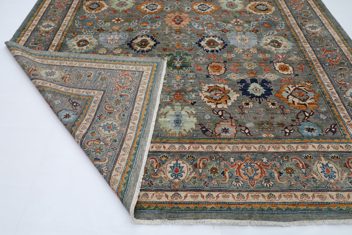 301 x 423 cm | Grey Bidjar Afghan Tribal Hand Knotted Natural Veg Dye Wool Carpet