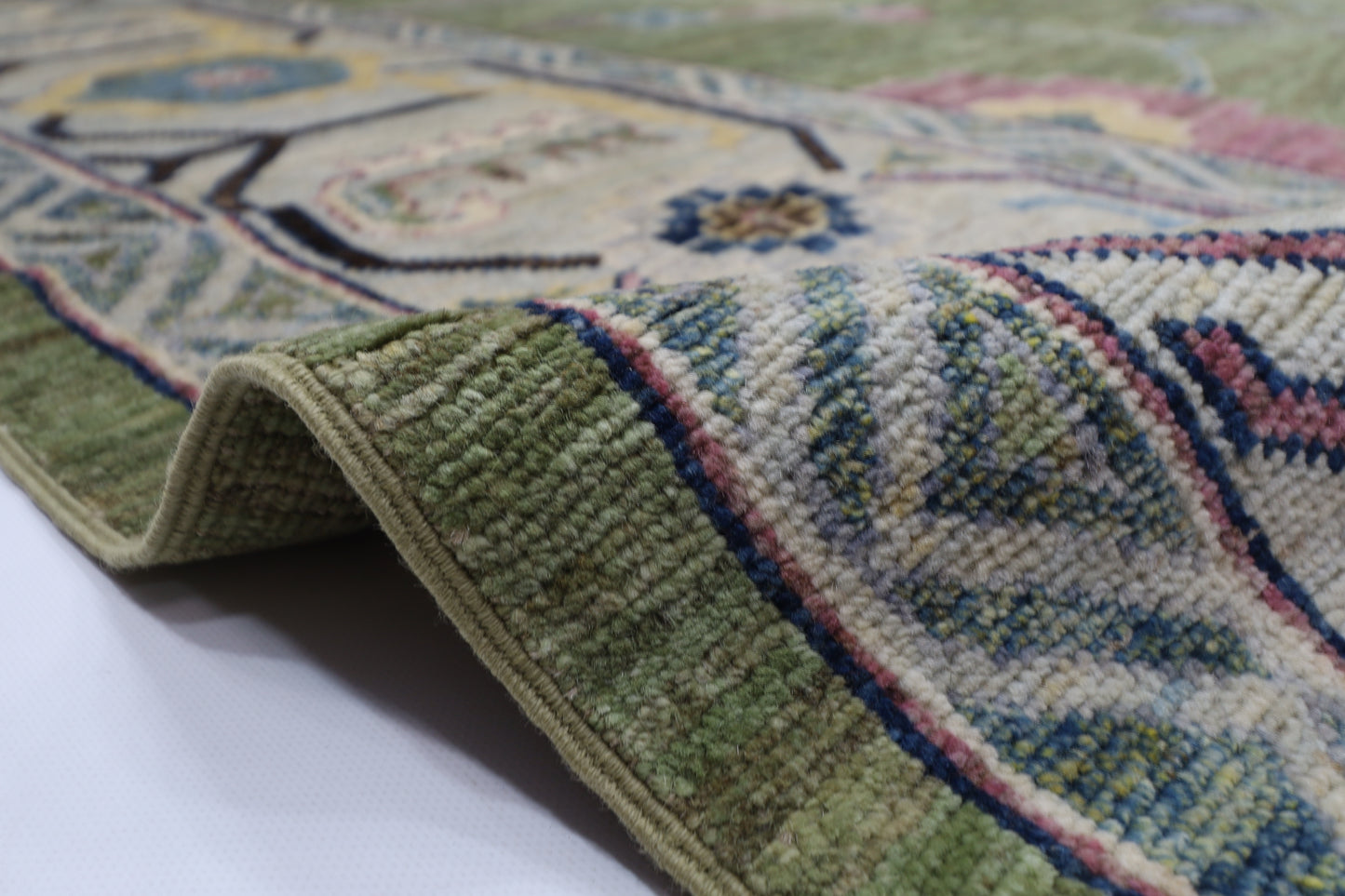 300 x 411 cm | Green Oushak Afghan Tribal Hand Knotted Natural Veg Dye Wool Carpet