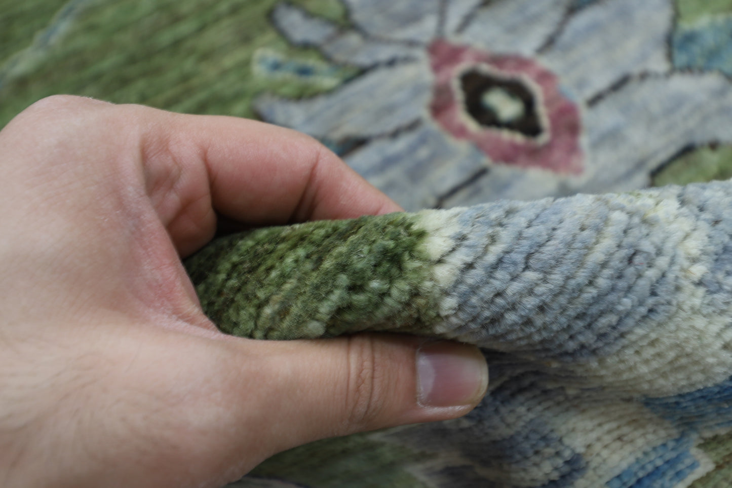 300 x 411 cm | Green Oushak Afghan Tribal Hand Knotted Natural Veg Dye Wool Carpet
