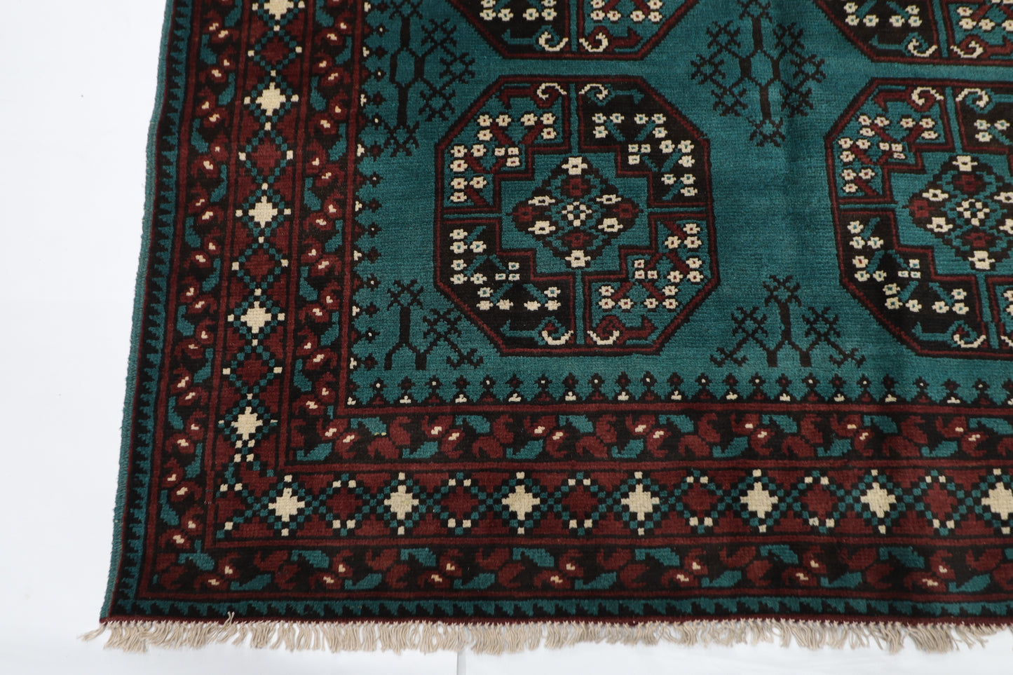 158 x 249 cm | Akja Bokhara Afghan Tribal Hand Knotted Veg Dye Wool Carpet