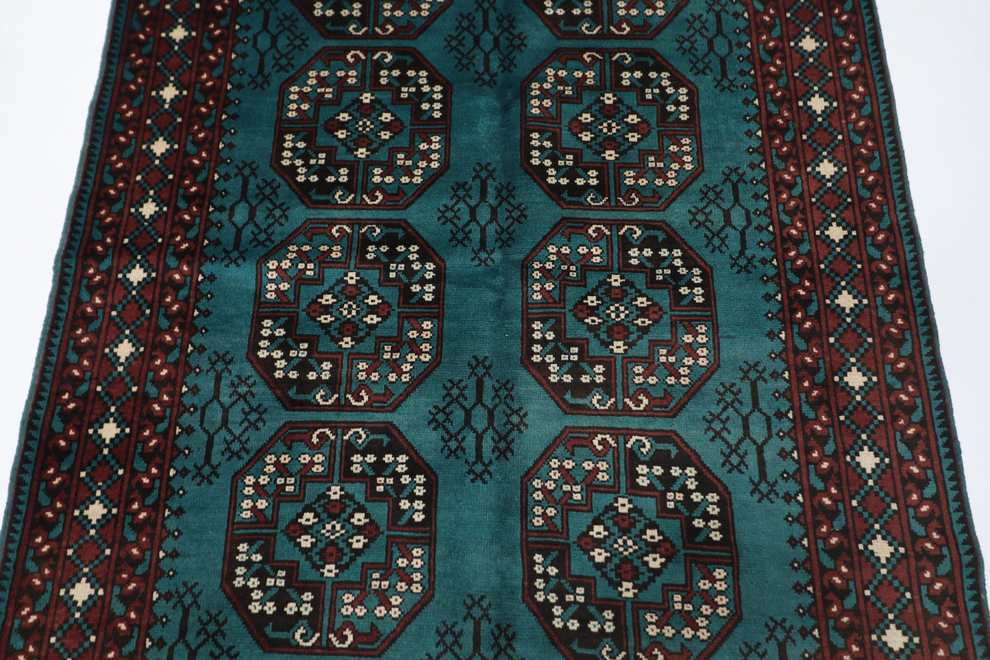 158 x 249 cm | Akja Bokhara Afghan Tribal Hand Knotted Veg Dye Wool Carpet