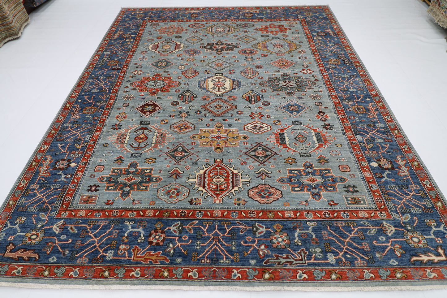 245 x 302 cm | Suzani Afghan Tribal Hand Knotted Natural Veg Dye Wool Carpet