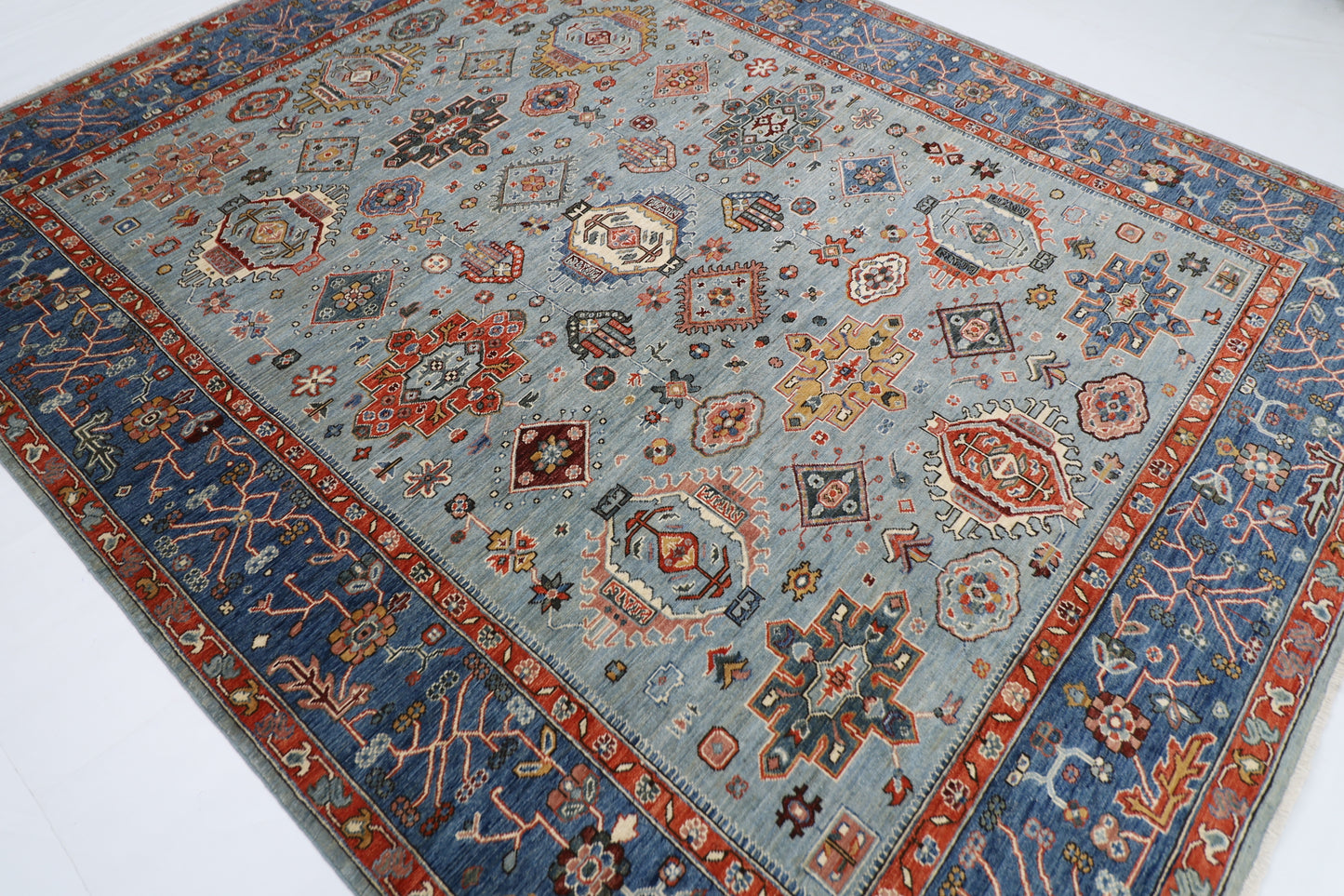 245 x 302 cm | Suzani Afghan Tribal Hand Knotted Natural Veg Dye Wool Carpet