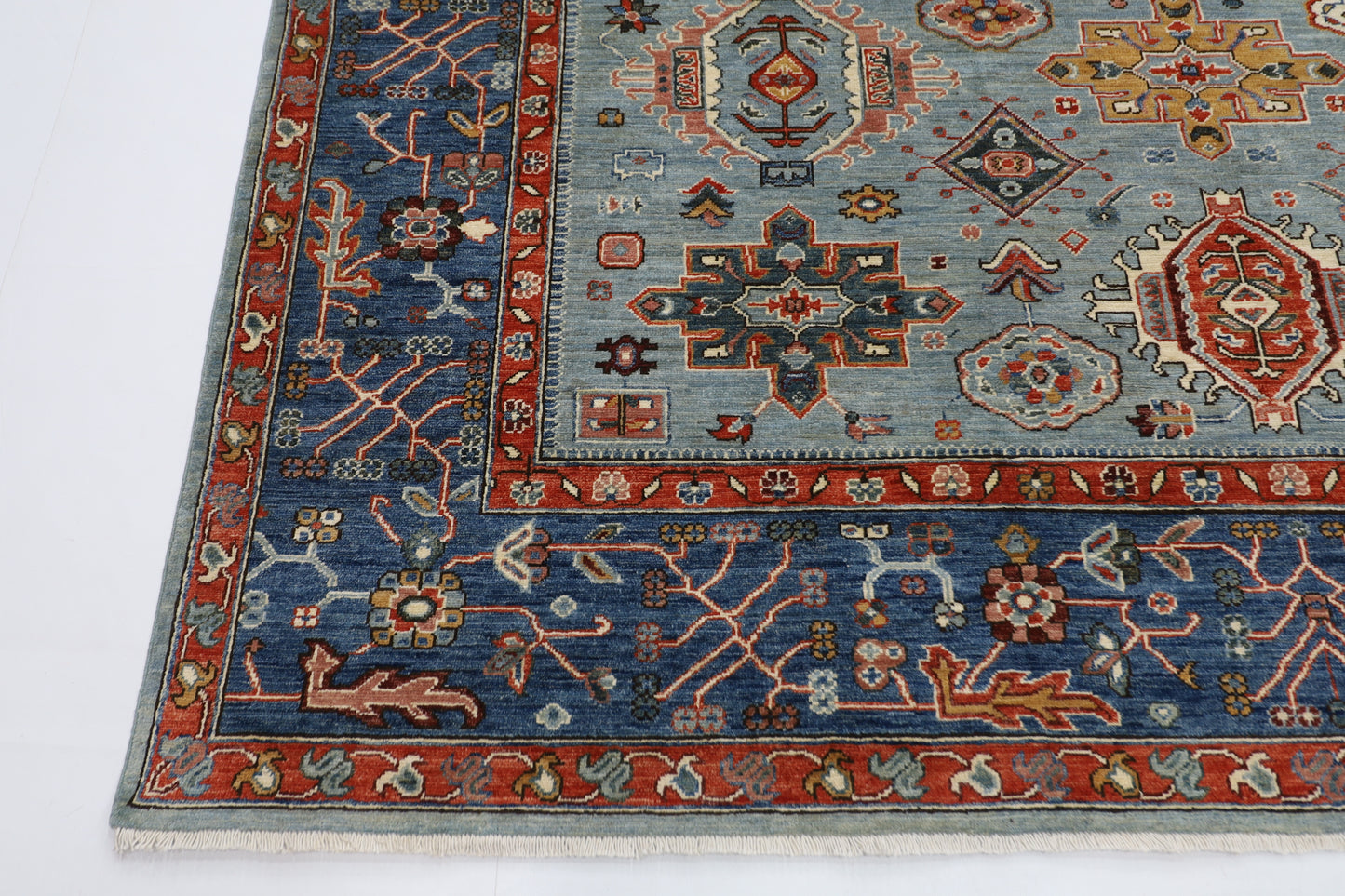 245 x 302 cm | Suzani Afghan Tribal Hand Knotted Natural Veg Dye Wool Carpet