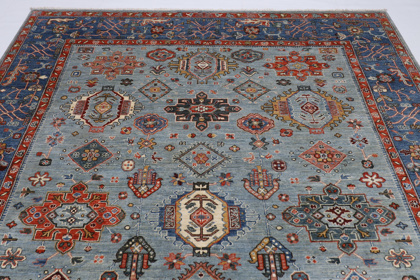 245 x 302 cm | Suzani Afghan Tribal Hand Knotted Natural Veg Dye Wool Carpet