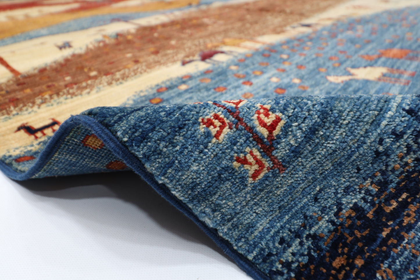 182 x 263 cm | Landscape Afghan Tribal Hand Knotted Veg Dye Wool Carpet