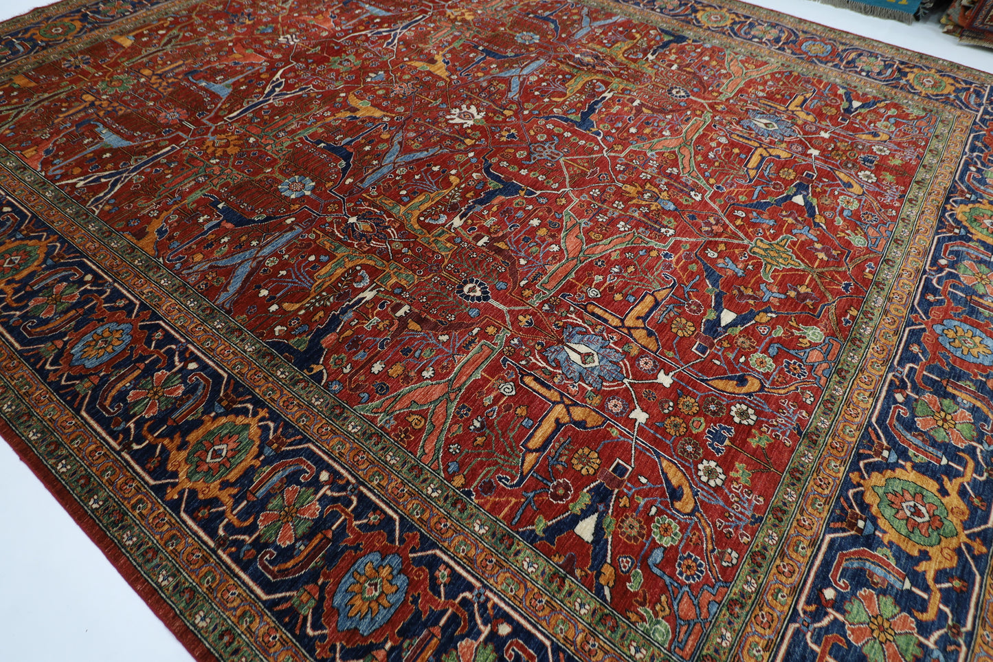 363 x 450 cm | Bidjar Red Afghan Tribal Hand Knotted Natural Veg Dye Wool Carpet