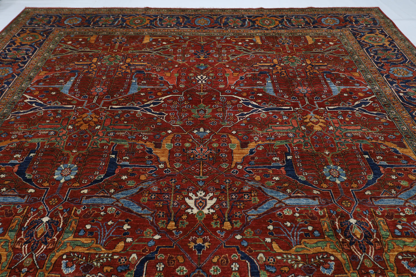 363 x 450 cm | Bidjar Red Afghan Tribal Hand Knotted Natural Veg Dye Wool Carpet