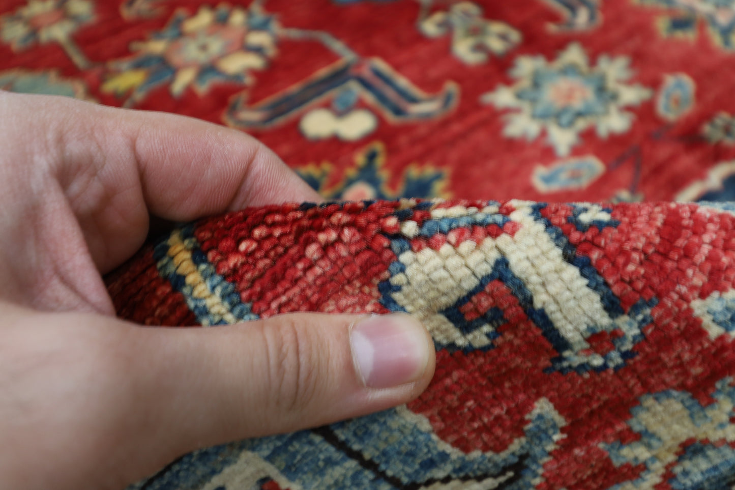 176 x 228 cm | Kazak Afghan Tribal Hand Knotted Veg Dye Wool Carpet