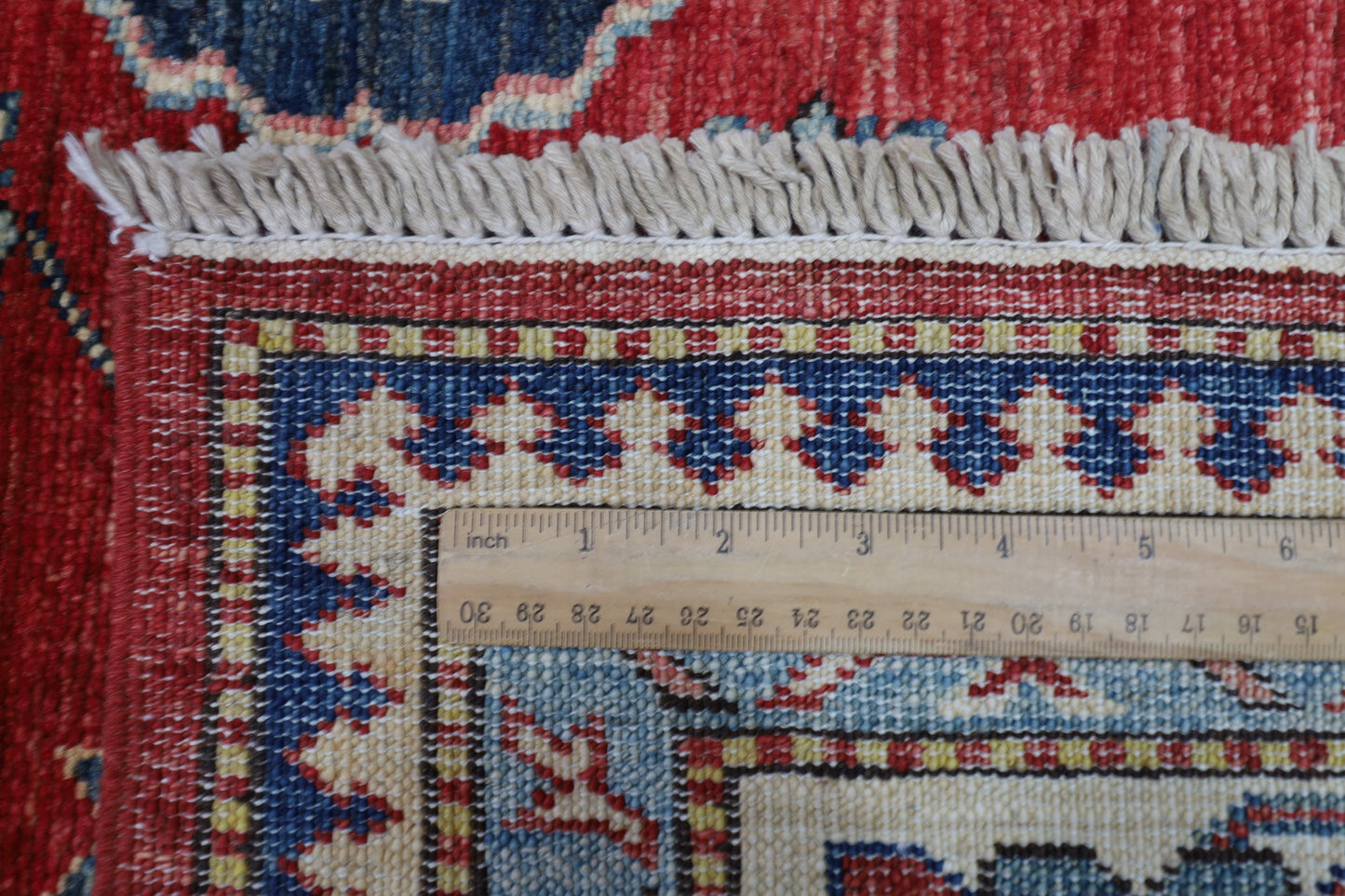 176 x 228 cm | Kazak Afghan Tribal Hand Knotted Veg Dye Wool Carpet