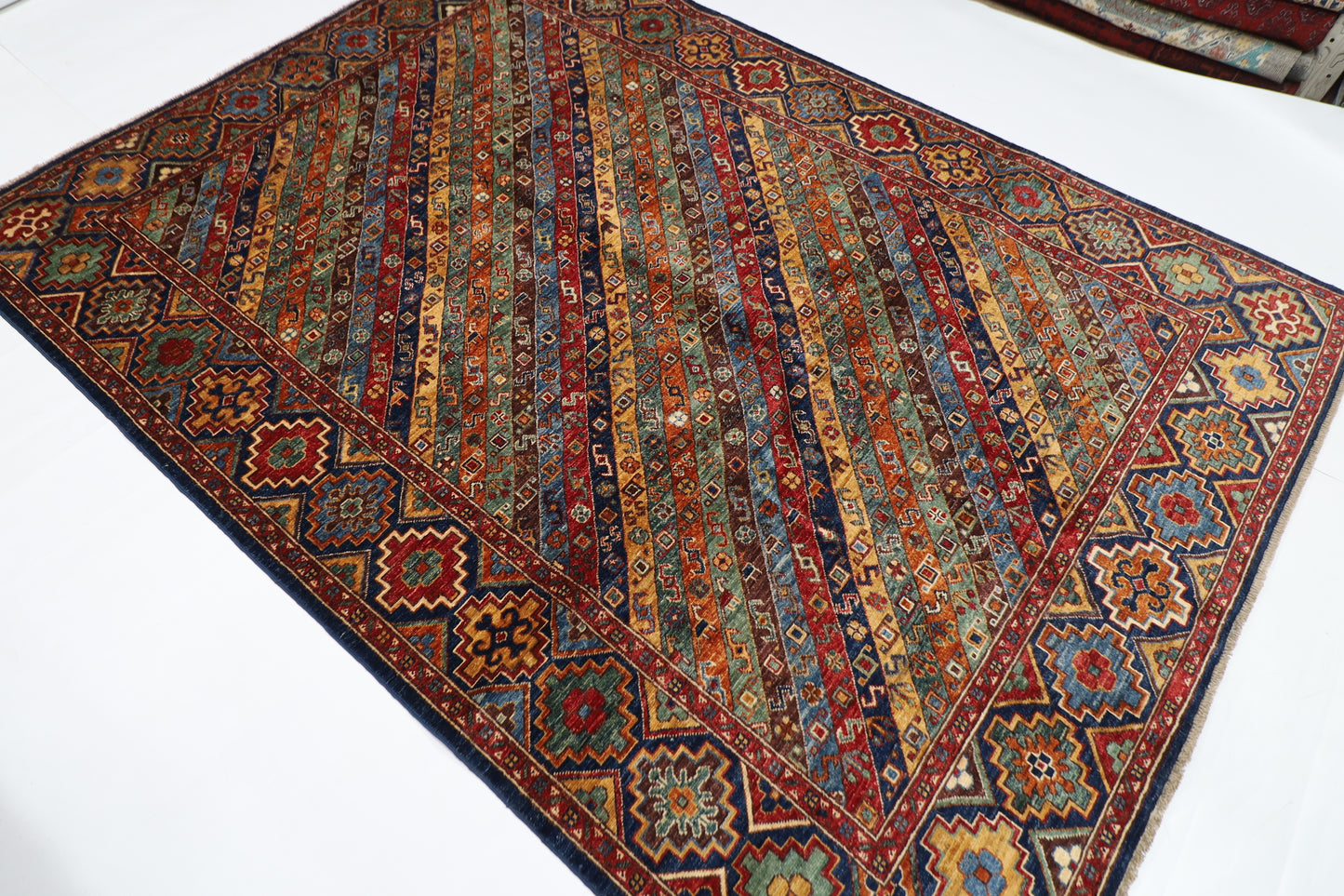 175 x 242 cm | Afghan Tribal Hand Knotted Veg Dye Wool Carpet