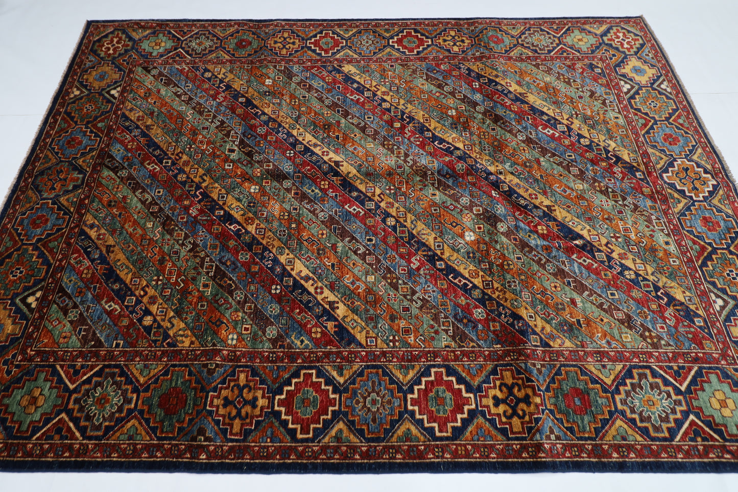 175 x 242 cm | Afghan Tribal Hand Knotted Veg Dye Wool Carpet