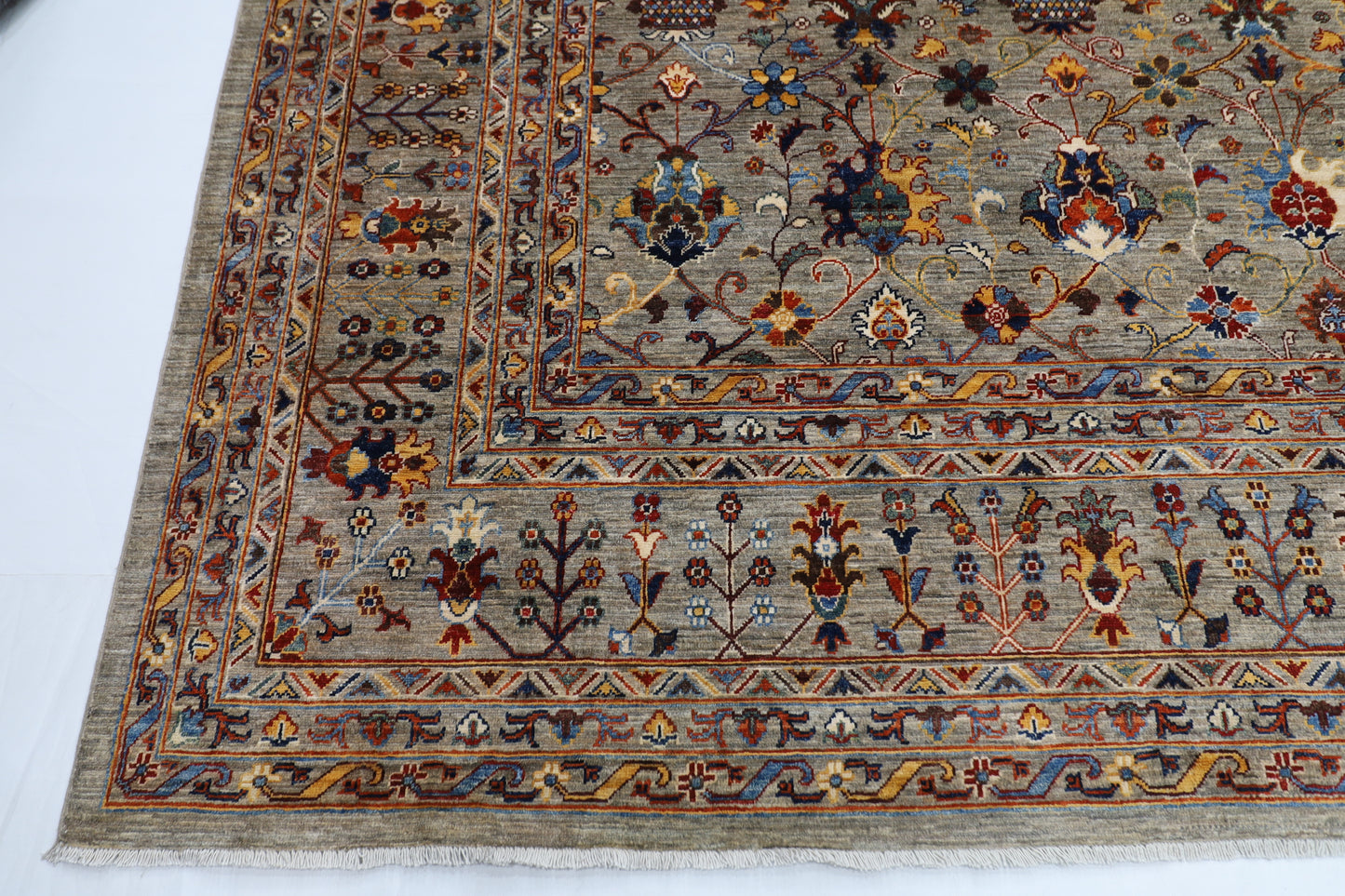 370 x 440 cm | Sultani Afghan Tribal Hand Knotted Natural Veg Dye Wool Carpet