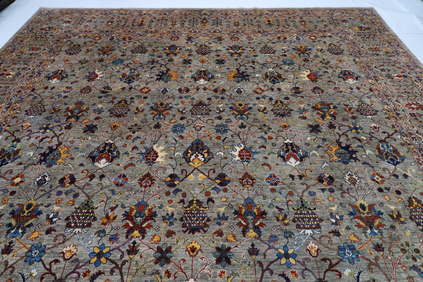 370 x 440 cm | Sultani Afghan Tribal Hand Knotted Natural Veg Dye Wool Carpet