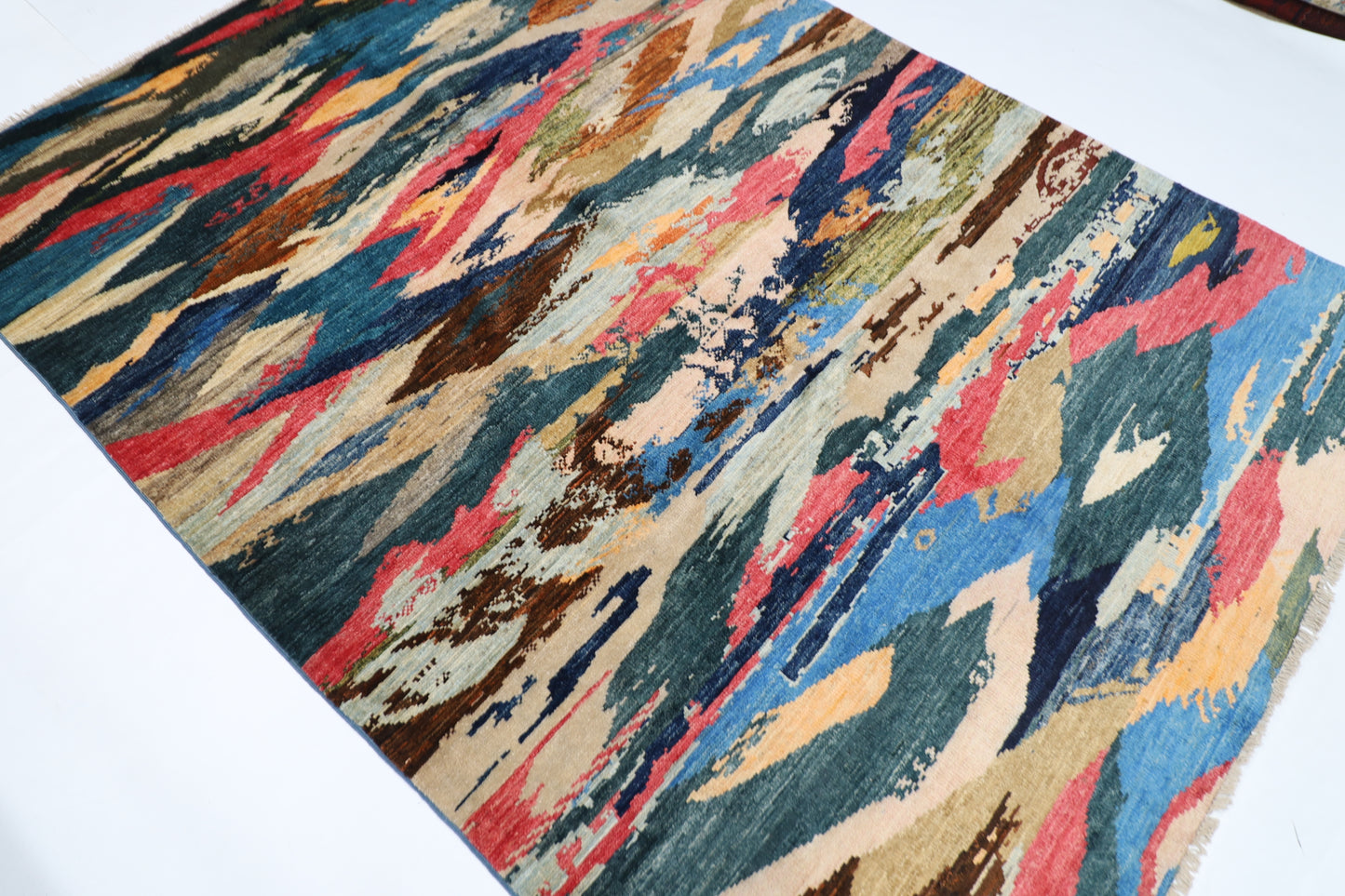172 x 237 cm | Abstract Afghan Tribal Hand Knotted Veg Dye Wool Carpet