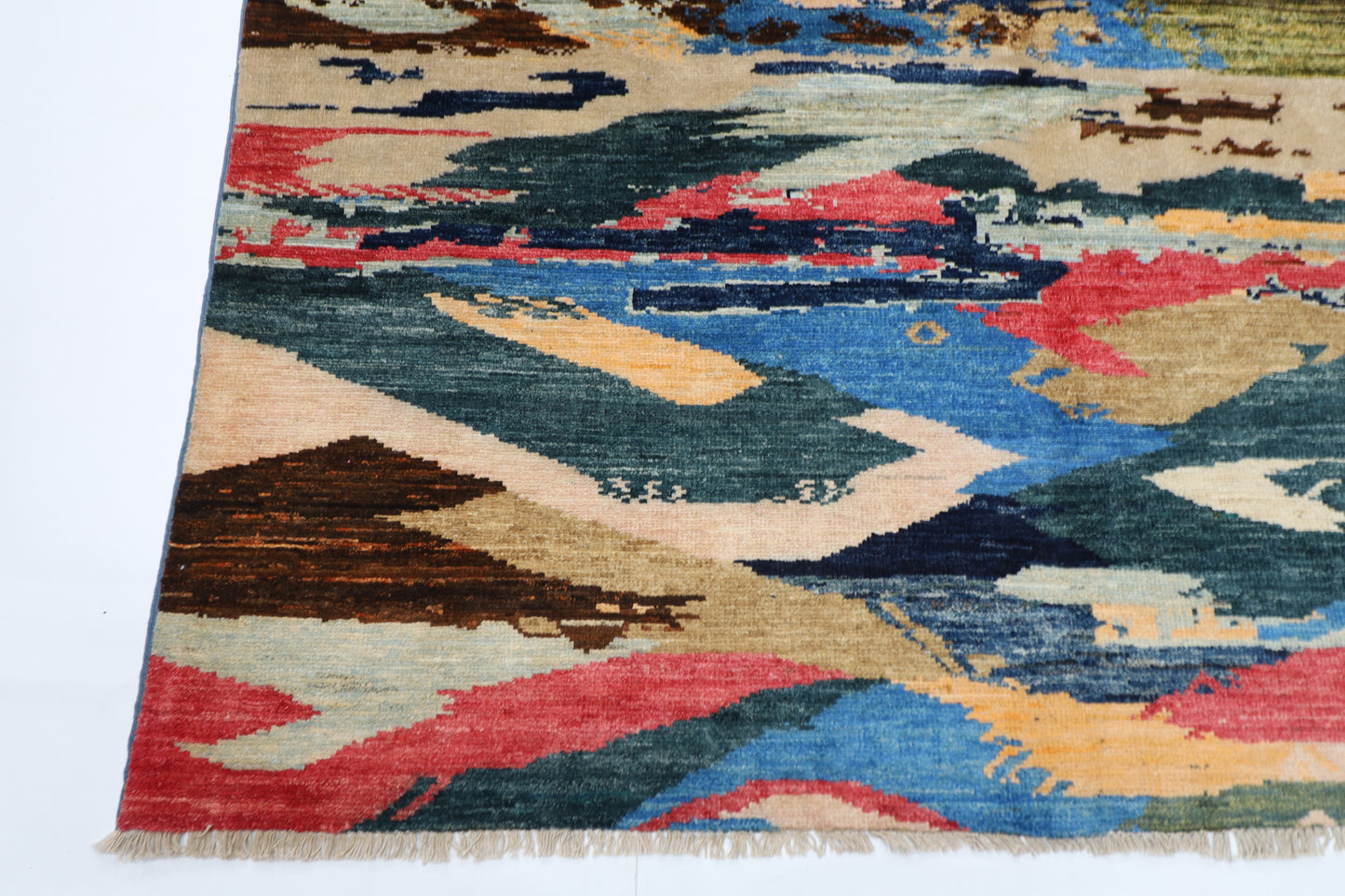 172 x 237 cm | Abstract Afghan Tribal Hand Knotted Veg Dye Wool Carpet