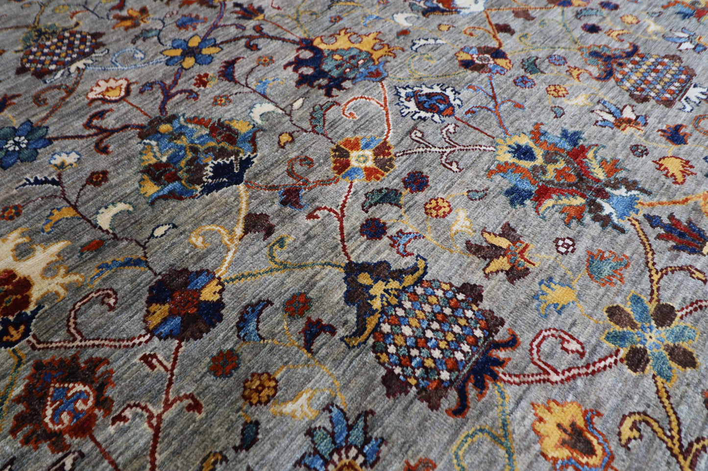 370 x 440 cm | Sultani Afghan Tribal Hand Knotted Natural Veg Dye Wool Carpet