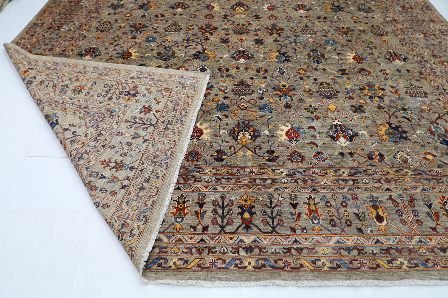370 x 440 cm | Sultani Afghan Tribal Hand Knotted Natural Veg Dye Wool Carpet