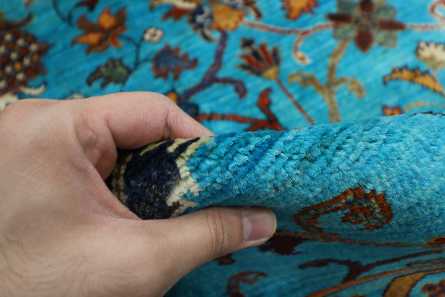 370 x 442 cm | Sultani Turquoise Afghan Tribal Hand Knotted Natural Veg Dye Wool Carpet