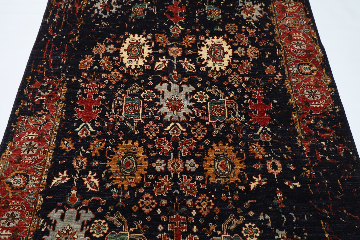 173 x 247 cm | Abstract Afghan Tribal Hand Knotted Veg Dye Wool Carpet