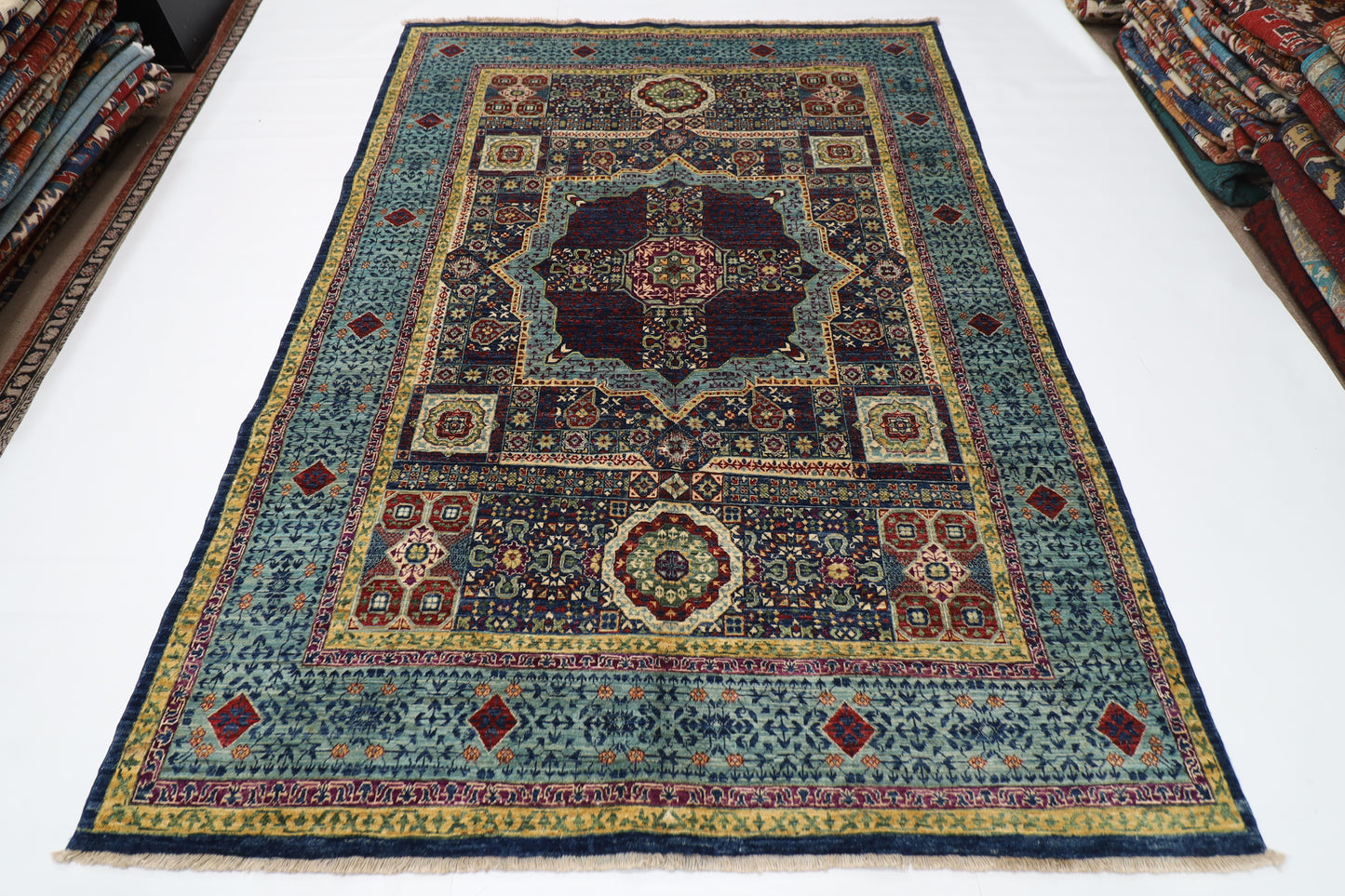 170 x 236 cm | Mamluk Afghan Tribal Hand Knotted Veg Dye Wool Carpet