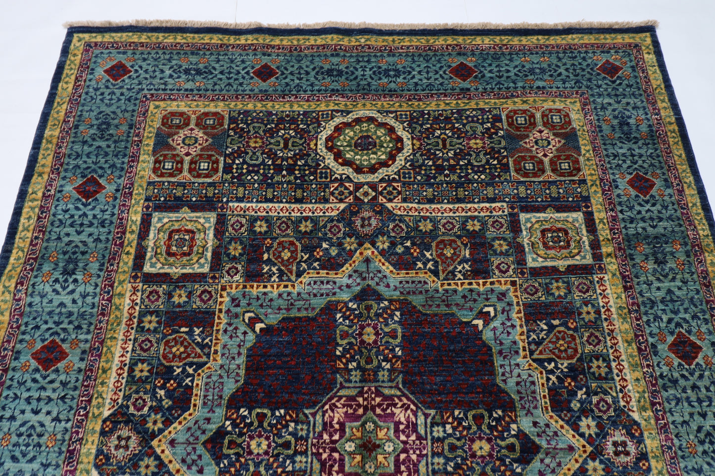 170 x 236 cm | Mamluk Afghan Tribal Hand Knotted Veg Dye Wool Carpet